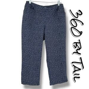 360 by Tail Golf Navy White Geometric Print Stretch Ankle Pants Womens Size 12